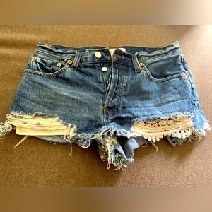 We The Free Cutoff Jean shorts with crochet detail Size 27
